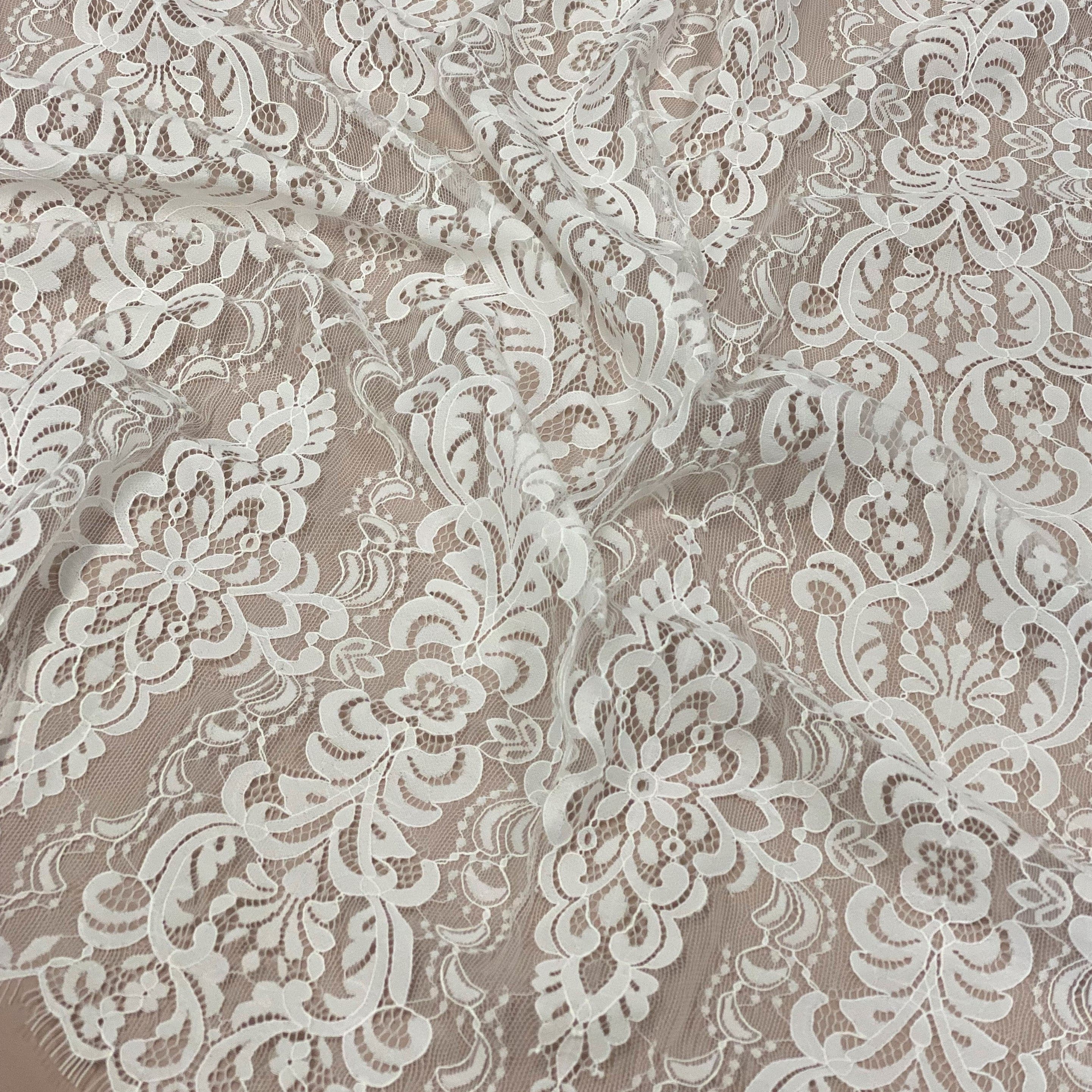 Corded Fine Lace (1554) Ivory |Wholesale | Silk World