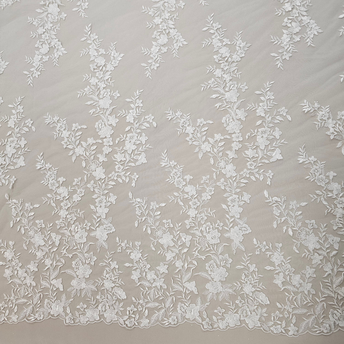 Floral Embroidered tulle (VJ125252) Ivory | Wholesale Fabric Australia ...