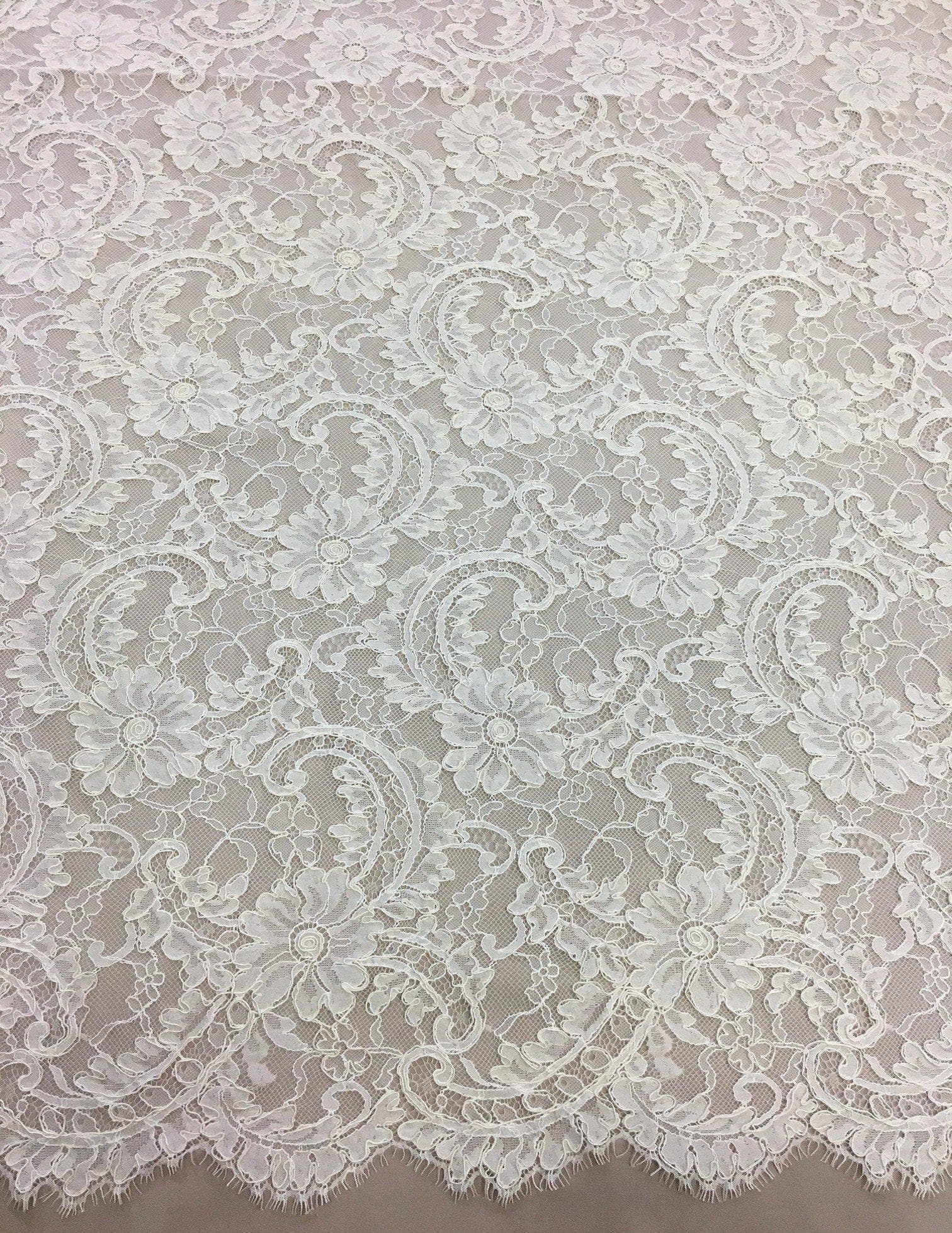 Fine corded lace (1303) Ivory | Wholesale | Silk World