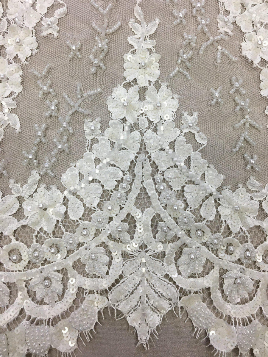 1375 Ivory Beaded Fine Lace Trim | Wholesale Fabric Australia - Buy ...