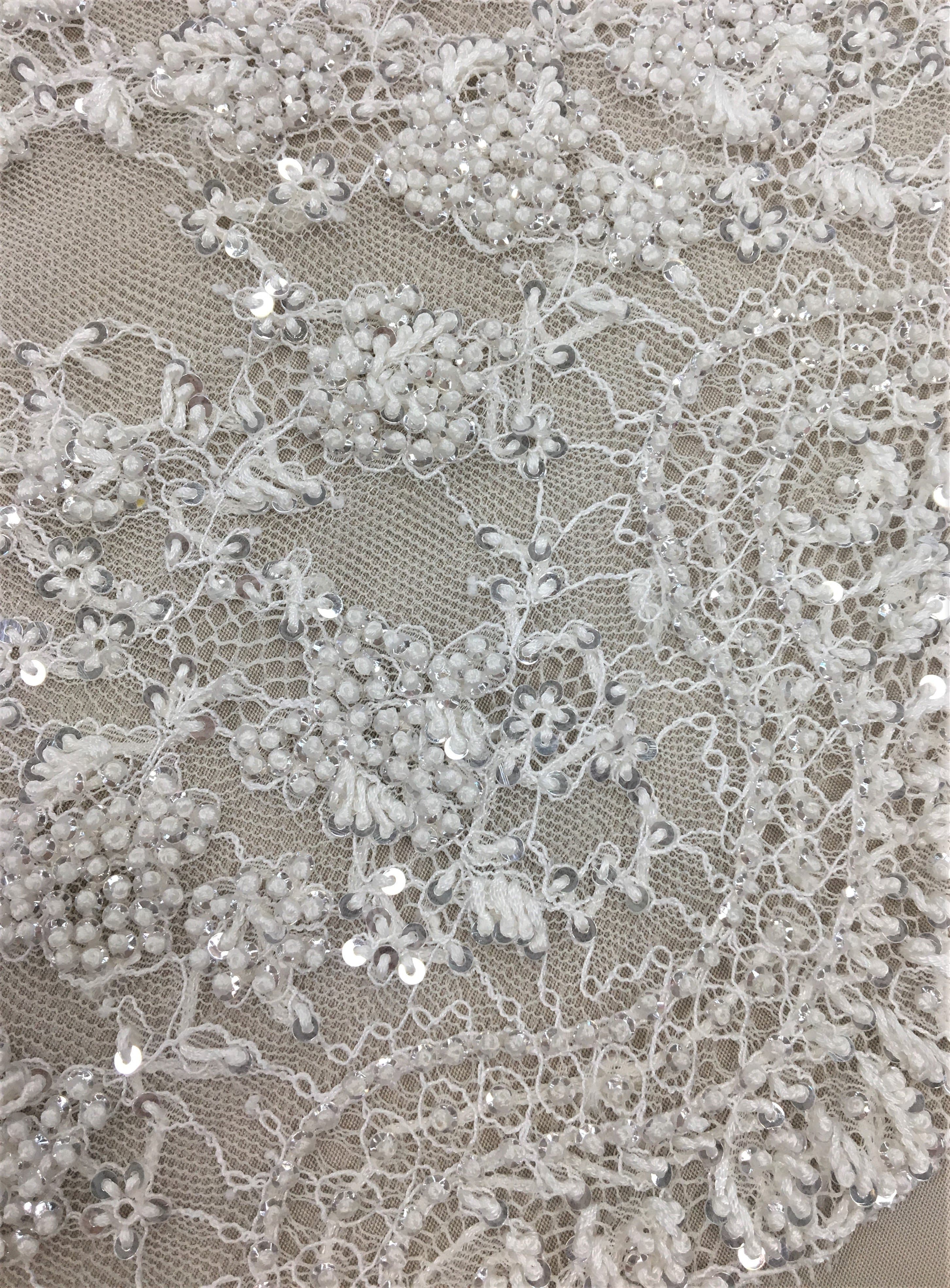 Beaded fine French lace Trim (1386bdT) White – Silk World