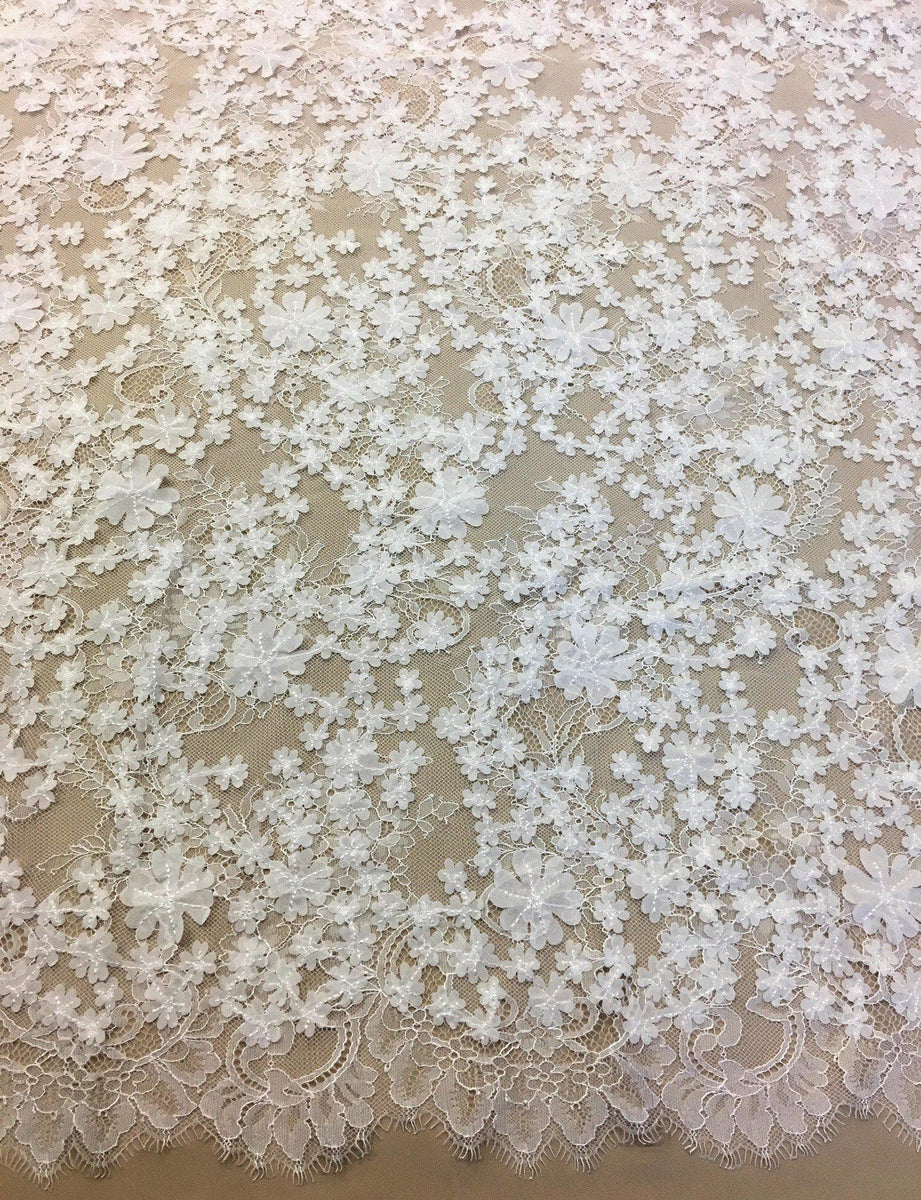 1528 White 3D Embellished Lace | Wholesale Fabric Australia - Buy Lace ...