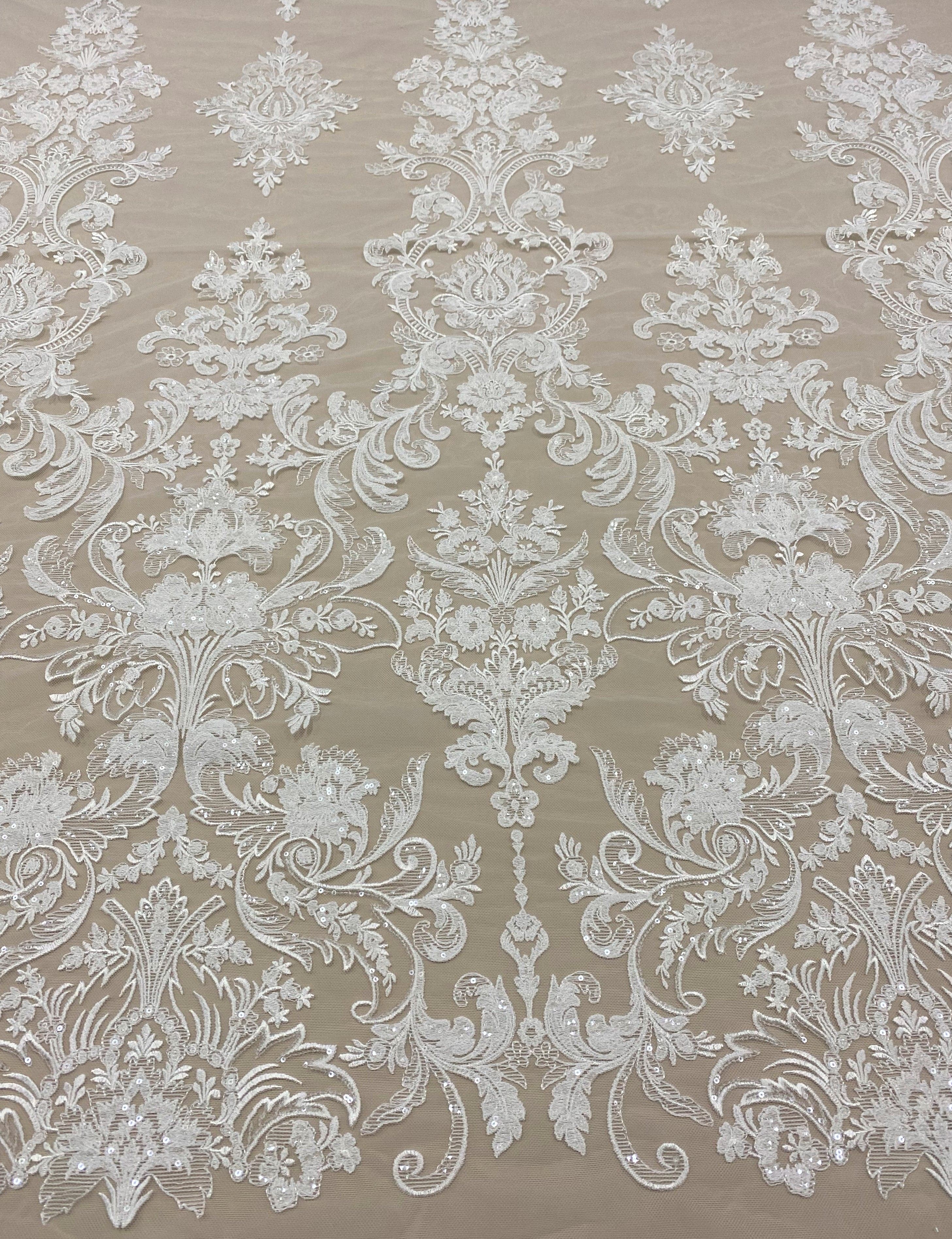 Embroidered Floral Tulle (W54049) Ivory| Silk World