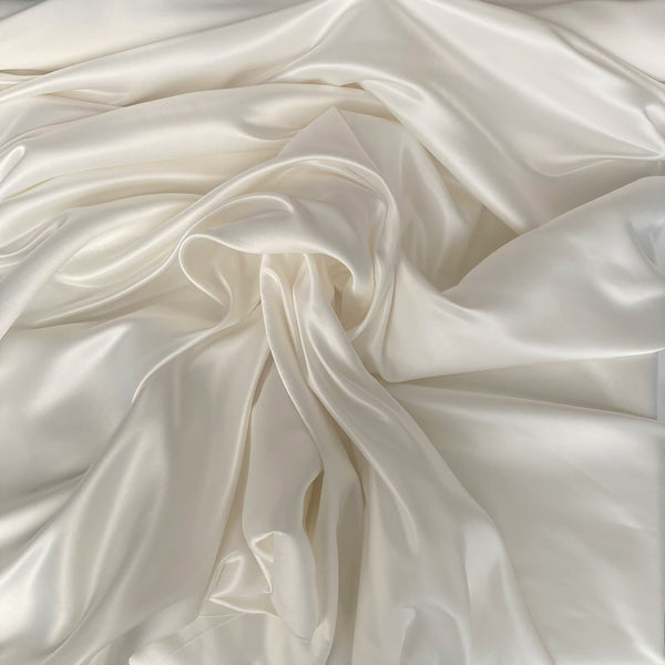 House of Alistair Ivory Hammered Silk Satin 100% Polyester Fabric